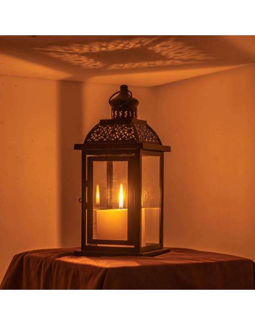 SENJWARM Candle Lantern Decorative, 15.2 inch Large Size Hexagon Hanging, Vintage Metal Candle Holder