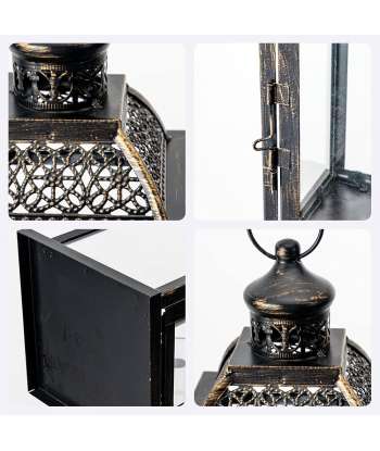 SENJWARM Candle Lantern Decorative, 15.2 inch Large Size Hexagon Hanging, Vintage Metal Candle Holder