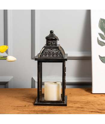 SENJWARM Candle Lantern Decorative, 15.2 inch Large Size Hexagon Hanging, Vintage Metal Candle Holder