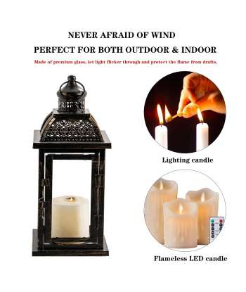 SENJWARM Candle Lantern Decorative, 15.2 inch Large Size Hexagon Hanging, Vintage Metal Candle Holder