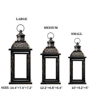 SENJWARM Candle Lantern Decorative, 15.2 inch Large Size Hexagon Hanging, Vintage Metal Candle Holder