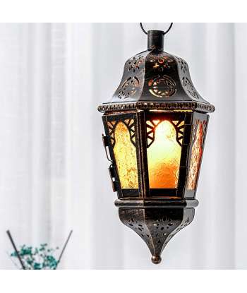 SENJWARM Ramadan Candle Lantern, Vintage Decorative Hanging Lantern for Home Outdoor Patio