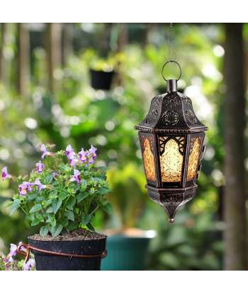 SENJWARM Ramadan Candle Lantern, Vintage Decorative Hanging Lantern for Home Outdoor Patio