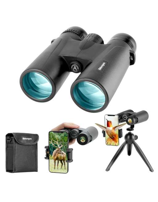 SENJWARM 12x42 HD Binoculars for Adults with Upgraded Phone Adapter, Tripod and Tripod Adapter