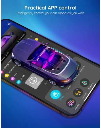 SENJWARM LED Car Lights with App Control, Smart Interior Car Lights with DIY Mode and Music Mode