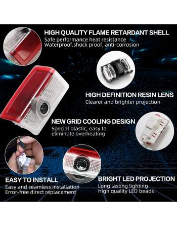 4 pcs Car door light logo for Mercedes Benz, SENJWARM LED Car Door welcome Light projection
