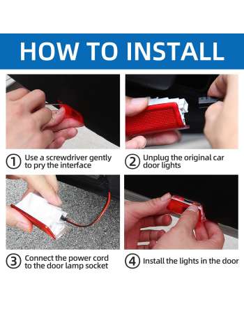 4 pcs Car door light logo for Mercedes Benz, SENJWARM LED Car Door welcome Light projection