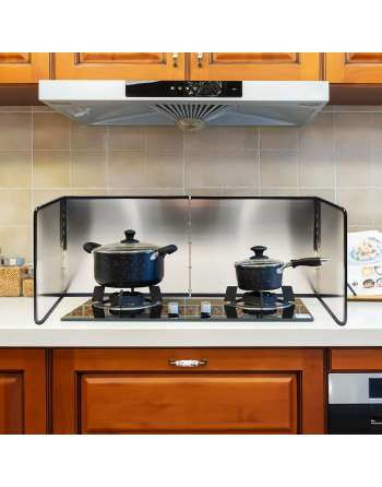 Grease Splatter Guard for Stove 3 Sided Stainless Steel Backsplash Behind Stove Foldable Splash Shield Panel