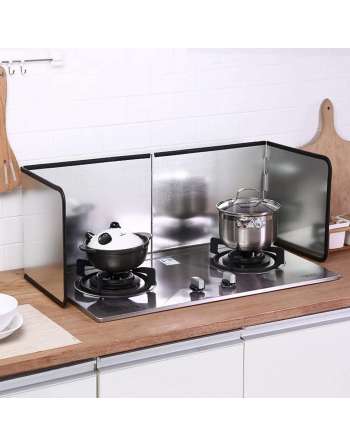 Grease Splatter Guard for Stove 3 Sided Stainless Steel Backsplash Behind Stove Foldable Splash Shield Panel