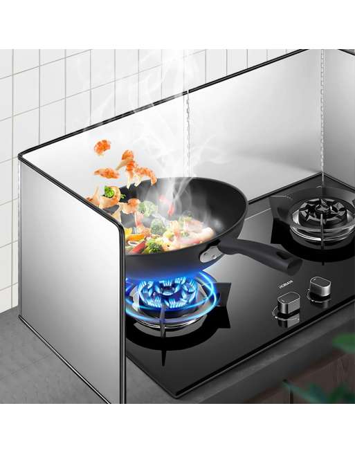 Grease Splatter Guard for Stove 3 Sided Stainless Steel Backsplash Behind Stove Foldable Splash Shield Panel