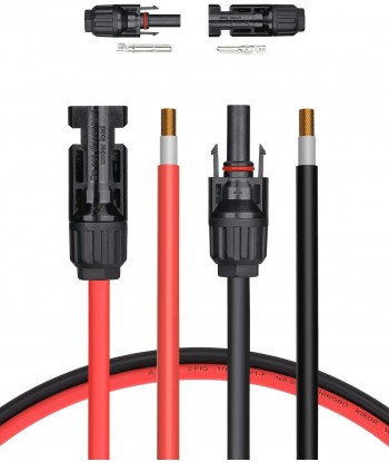 10AWG Solar Extension Cable with Female and Male Connector Solar Panel Adaptor Kit Tool (6FT Red + 6FT Black)