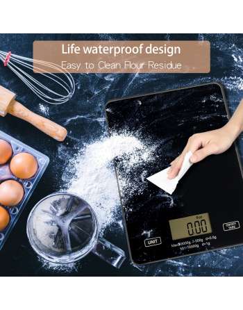 Kitchen Scale Digital Food Scale Rechargeable with Waterproof Tempered Glass Platform