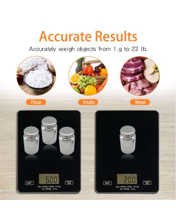 Kitchen Scale Digital Food Scale Rechargeable with Waterproof Tempered Glass Platform