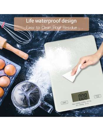 Kitchen Scale Digital Food Scale Rechargeable with Waterproof Tempered Glass Platform