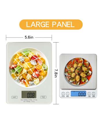 Kitchen Scale Digital Food Scale Rechargeable with Waterproof Tempered Glass Platform