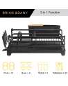 Aluminum Dish Drying Rack, Never Rust Dish Drainer with Removable Cutlery Holder & Cup Holder (Black)