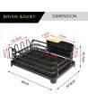 Aluminum Dish Drying Rack, Never Rust Dish Drainer with Removable Cutlery Holder & Cup Holder (Black)
