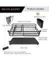 Aluminum Dish Drying Rack, Never Rust Dish Drainer with Removable Cutlery Holder & Cup Holder (Black)