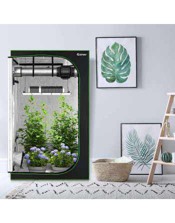 Grow Tent 48"x48"x80" Reflective Mylar Hydroponics Tent w/Floor Tray, Storage Bag, Observation Window & Dual Ventilation