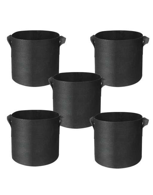 5-Pack 3 Gallon Plant Grow Bags Heavy Duty Thickened Nonwoven Fabric Pots with Handles