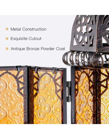 SENJWARM Vintage Large Size Decorative Candle Ramadan Lantern, 12.8 inch Moroccan Style Ramadan Hanging Lantern