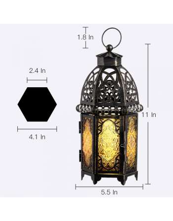 SENJWARM Vintage Large Size Decorative Candle Ramadan Lantern, 12.8 inch Moroccan Style Ramadan Hanging Lantern