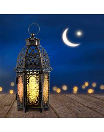 SENJWARM Vintage Large Size Decorative Candle Ramadan Lantern, 12.8 inch Moroccan Style Ramadan Hanging Lantern