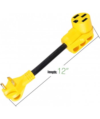 30 Amp Male to 50 Amp Female RV Power Cord, Heavy Duty Electrical Adapter with Dogbone Grip Handle, 12 Inches (125V/3750W)