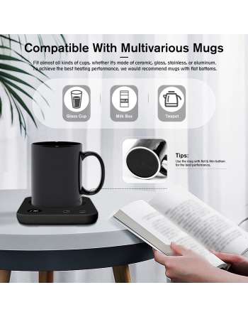 SENJWARM Smart Coffee Mug Warmer Digital LCD, Auto Shut Off Electric Cup Heater for Desk