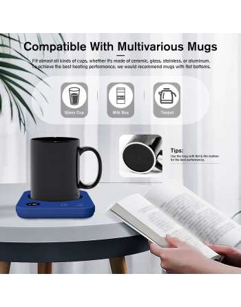 SENJWARM Smart Coffee Mug Warmer Digital LCD, Auto Shut Off Electric Cup Heater for Desk