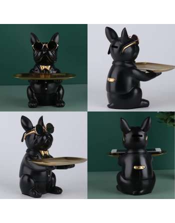 [SENJWARM Brand Official Genuine] Dog that Offers a Plate,Plate,  Creative Decoration, Cosmetics (with Glasses)