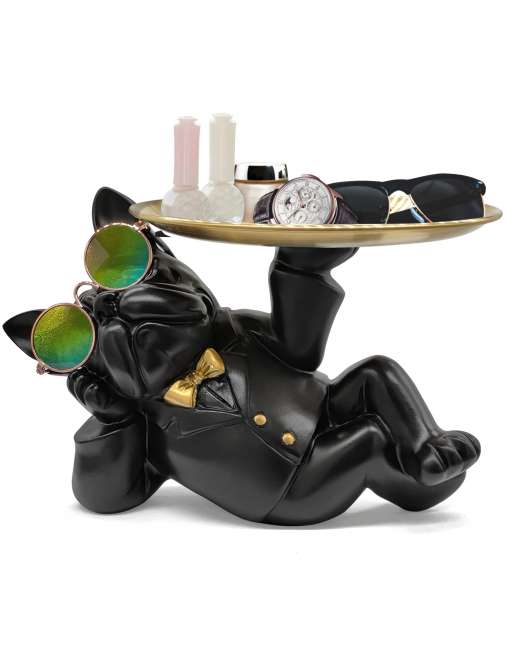 Dog Offering Plates, Figurine, Key Storage Tray, Plate Decoration, Creative Decoration, (sprawling dog)