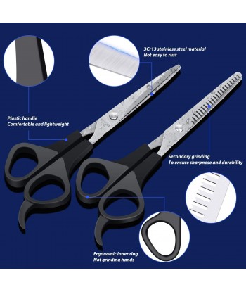 Hair Cutting Scissors Set, Stainless 3 Pcs Steel Professional Barber Salon Home Shears Kit