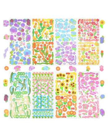 8 Sheets Scrapbook Stickers Laser Ribbon Stickers Waterproof Stickers