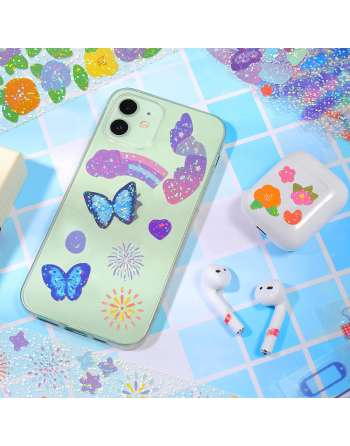 8 Sheets Scrapbook Stickers Laser Ribbon Stickers Waterproof Stickers