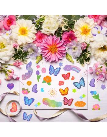 8 Sheets Scrapbook Stickers Laser Ribbon Stickers Waterproof Stickers