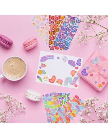 8 Sheets Scrapbook Stickers Laser Ribbon Stickers Waterproof Stickers