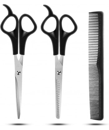 Hair Cutting Scissors Set, Stainless 3 Pcs Steel Professional Barber Salon Home Shears Kit