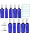 Blue Spray Bottles PET Empty Fine Mist Plastic Mini Travel Bottle Set