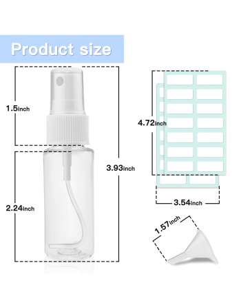 Clear Spray Bottles PET Empty Fine Mist Plastic Mini Travel Bottle Set