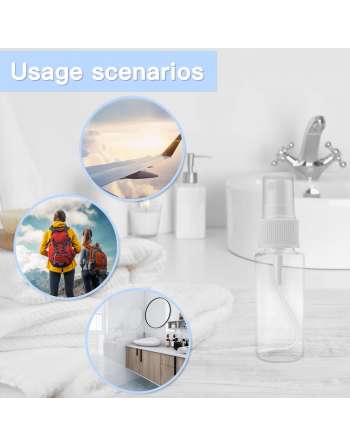 Clear Spray Bottles PET Empty Fine Mist Plastic Mini Travel Bottle Set