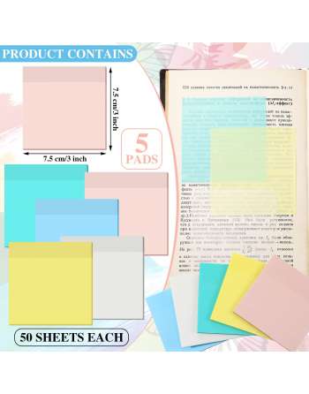 Clear Sticky Notes, Transparent Sticky Note Pads, Translucent Colored Stickies Notes