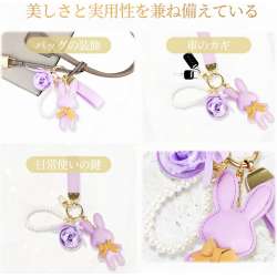 [SENJWARM] Preserved Flower Keychain Cute Rabbit Pendant Never Withers Flowers