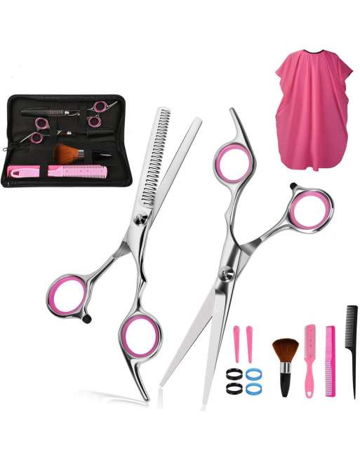 Hair Cutting Shears Set, Premium Stainless Steel 12PCS Hairdressing Shears Kit for Barber, Salon, Home