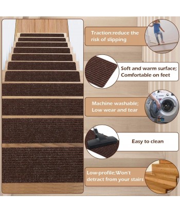 Stair Treads Non-Slip Carpet Indoor Set of 15 Treads Stair Rugs Mats Rubber Backing (30 x 8 inch)