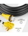 50 Amp 15Ft Generator Power Cord, 6/3+8/1 RV Temp Extension Cord with Nema 14-50P Elbow Plug, Nema NEMA SS2-50R Receptacle