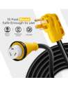 50 Amp 15Ft Generator Power Cord, 6/3+8/1 RV Temp Extension Cord with Nema 14-50P Elbow Plug, Nema NEMA SS2-50R Receptacle