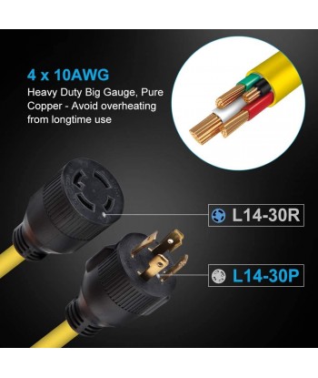 30 Amp 40 Ft Generator Power Cord for Manual Transfer Switch Nema L14-30 10 Gauge