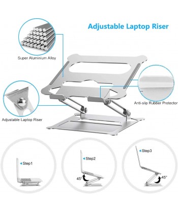 Laptop Stand, Ergonomic Laptop Holder with Heat Vent, Height Adjustable, Aluminum Multi-Angle Laptop Riser Compatible