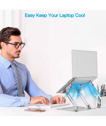 Laptop Stand, Ergonomic Laptop Holder with Heat Vent, Height Adjustable, Aluminum Multi-Angle Laptop Riser Compatible